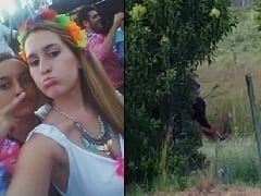 Flagra Amador Real de Amadora Safada Trepando Atrás da Moita de Uma Rave Cheia de Drogas na Mente Enquanto Amigo do Sortudo Filma – 2