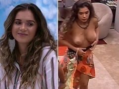 BBB20: Deu a louca na Gizelly Bicalho e ela ficou bem à vontade com os peitos de fora no quarto do líder da casa