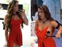 BBB20: Rafa Kalimann finalista do programa deixou escapar uma teta de novo e pagou peitinho com seu vestido sexy