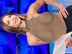 Jornalista argentina Romina Malaspina ficou famosa no mundo todo após ir apresentar o jornal com uma blusa transparente exibindo os peitões