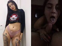 Mari Lynn ninfeta tatuada fazendo um boquete delicioso