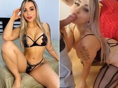 Kiara loira muito gostosa fazendo um boquete guloso