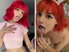 Beatriz novinha ruiva de 18 anos fazendo um boquete delicioso