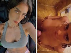 Anabella Galeano moreninha peituda mamando e dando a bucetinha no banho
