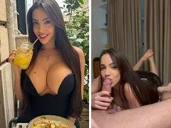 Maria Eduarda peituda deliciosa fez um oral guloso e ganhou leite na boca