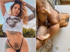 Diandra ninfeta tatuada sentou na rola do amigo e engoliu o leitinho