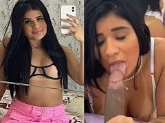Novinha linda Thayna fazendo boquete guloso no seu namorado dotado