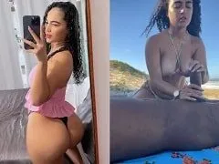 Erica Moraes mamando a piroca do negão na praia e fazendo espanhola