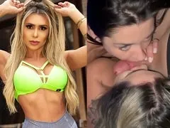 Mari Reis mamando seu parceiro junto com amiga Luiza em um ménage delicioso