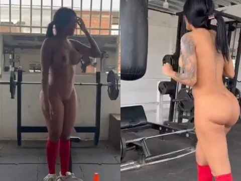 Morena gostosa de acrelandia treinando perna nua na academia com sua amiga