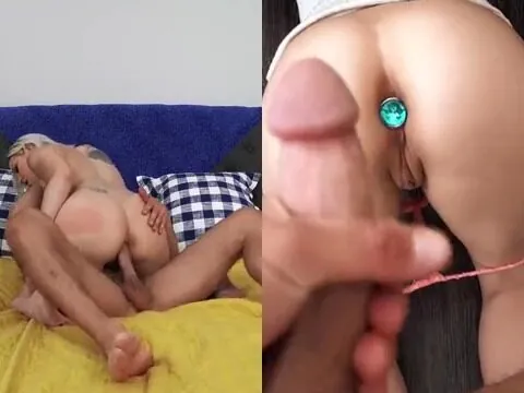 Loirinha ninfomaníaca com uma joia enfiada no cu mandando o cara meter na vagina dela
