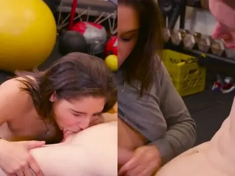 Magrelo e a gostosa da academia em cena quente e exitante