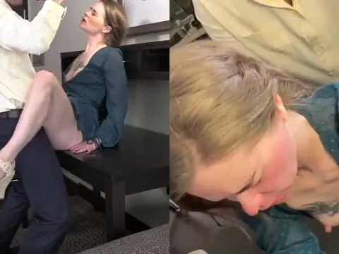 Magrinha safada transando com o chefe no horário de trabalho