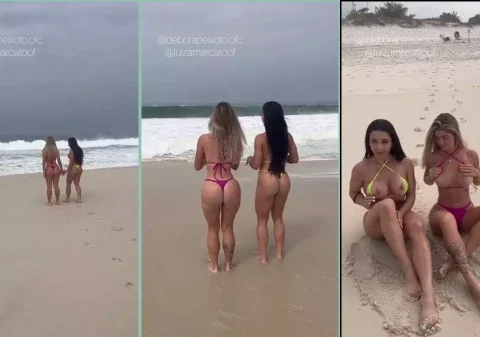 Safada de Araruama se exibindo na praia com a sua amiguinha gostosa