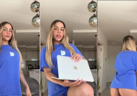 Loirinha muito gata fica nua e mostra seu rabão grande