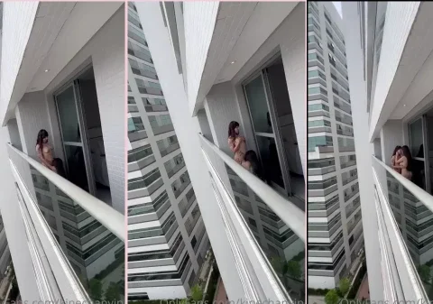 Ninfeta muito gostosa chupando a xereca da sua amiga de Balneário camboriú na varanda do apartamento