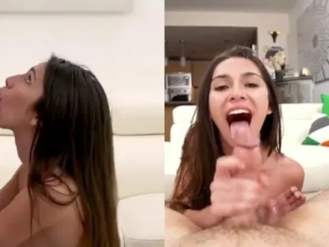 Putinha novinha levando gozada quente na boca depois do boquete