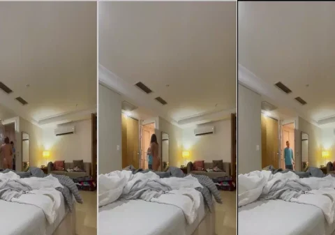Câmera escondida filma uma putinha bem gostosa nua dentro do apartamento