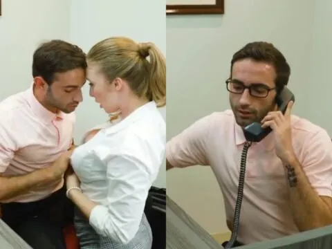 Empregada safada comendo o patrão no escritório até explodir