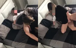 Empregada fogosa chupando o patrão de manhã na cama e gemendo até gozar gostoso