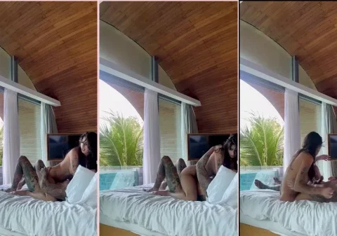 Ninfeta fogosa sentando na pica do seu macho no hotel