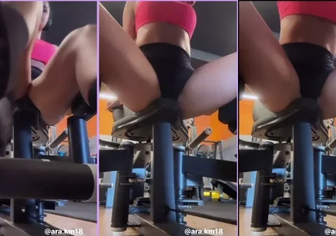 Puta linda e safada filmando o seu treino de shortinho curto na academia