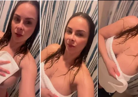 Putinha tesuda mostrando o seu corpinho esbelto depois do banho