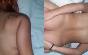 Ruiva safada arreganhando o cu apertado sem camisinha e gemendo de prazer