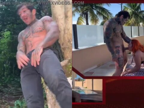 Ruivinha sacada dando na piscina com olhos de jade hipnotizantes