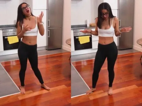Gostosa tirando a roupa de academia pra transar