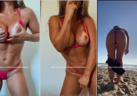 Loirinha e fitness mostrando o seu corpinho sacana na praia