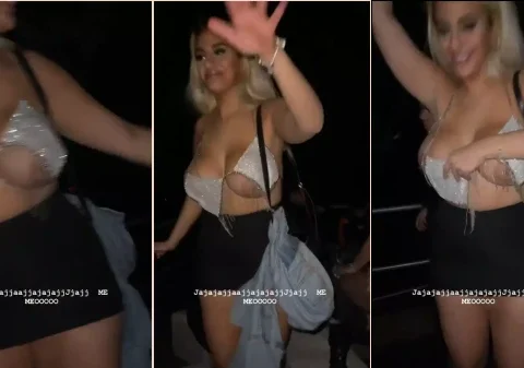 Vagabunda safada mostrando os peitões na festa