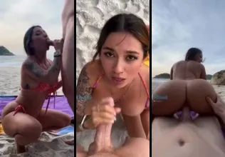 Sexo bem gostoso entre uma puta e o seu ficante na praia