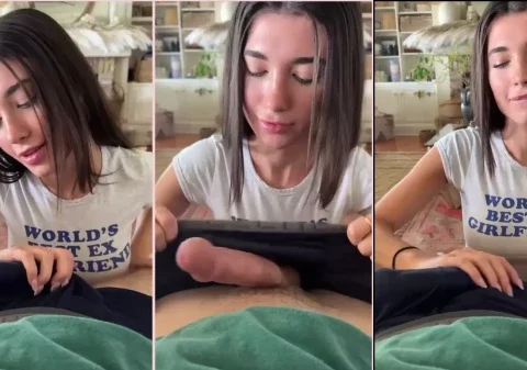 Mulher linda dando uma estimulada deliciosa no pau do seu ficante