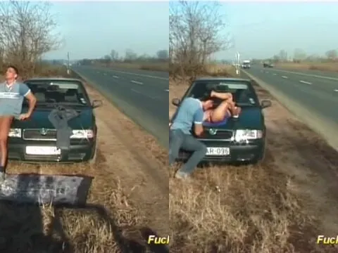 Homem tarado fazendo sexo com a sua mulher na rodovia pública