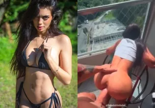 Tik toker gostosa dando a xereca na varanda do prédio