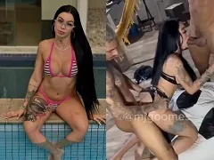 Esposa de corno fazendo suruba com 3 vizinhos novinhos na varanda da sua casa